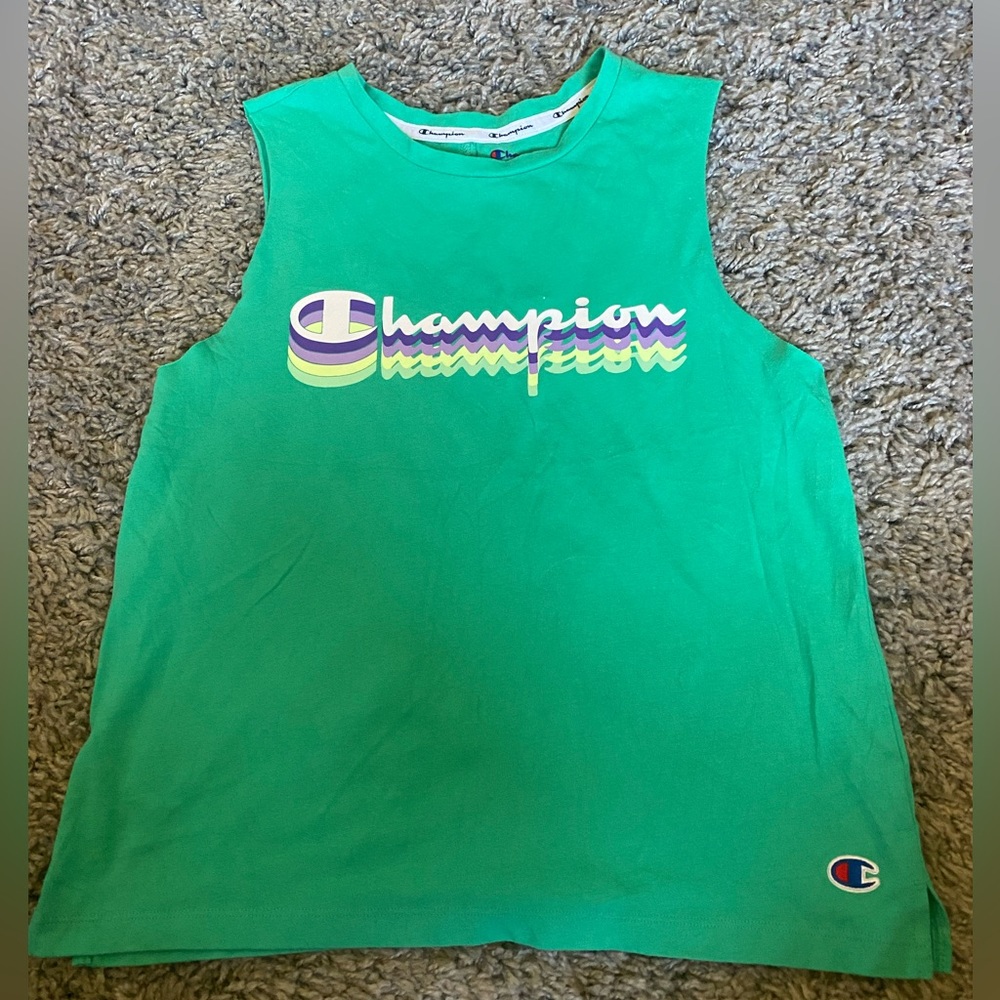 Women’s small cut off green champion tank top